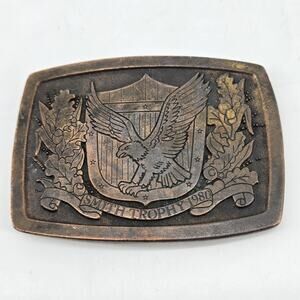Vtg 80s Eagle Shield Oak Leaf Patina Smith Trophy 1980 Belt Buckle Spec-Cast USA